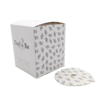 Linen textured white kraft candle box with black logo and auto-lock bottom