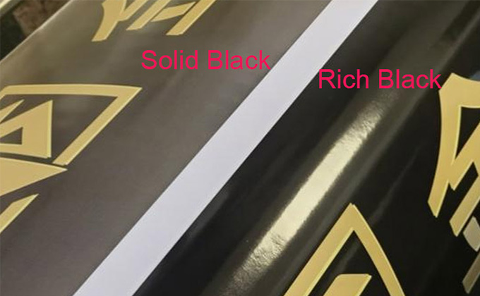 Rich black (CMYK black) used for large areas